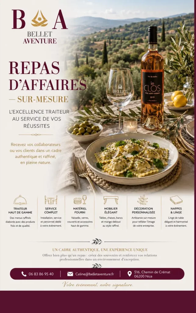 repas d'affaires Bellet Aventure